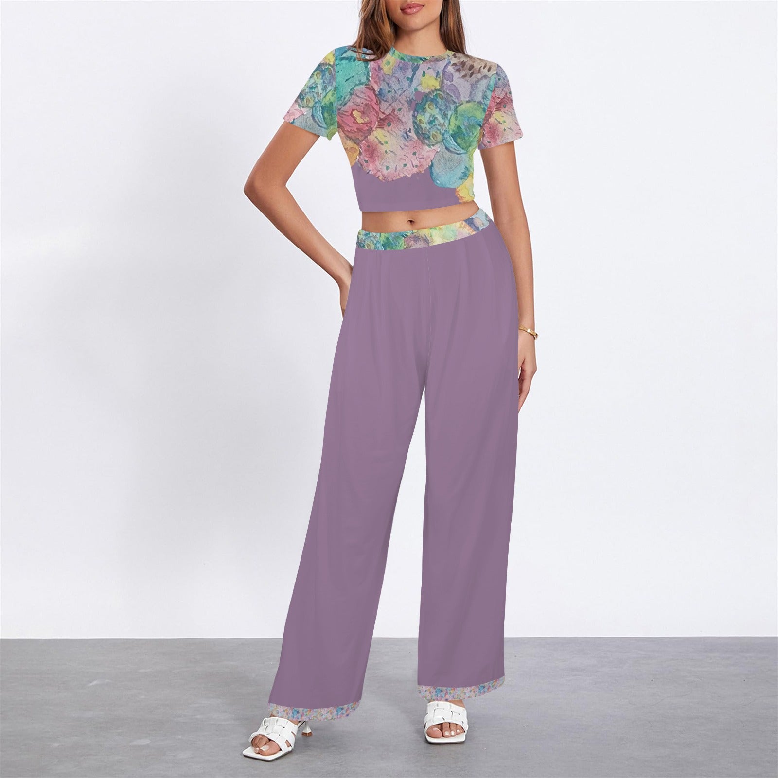 Boveda Crop Top and Wide Leg Pant Set