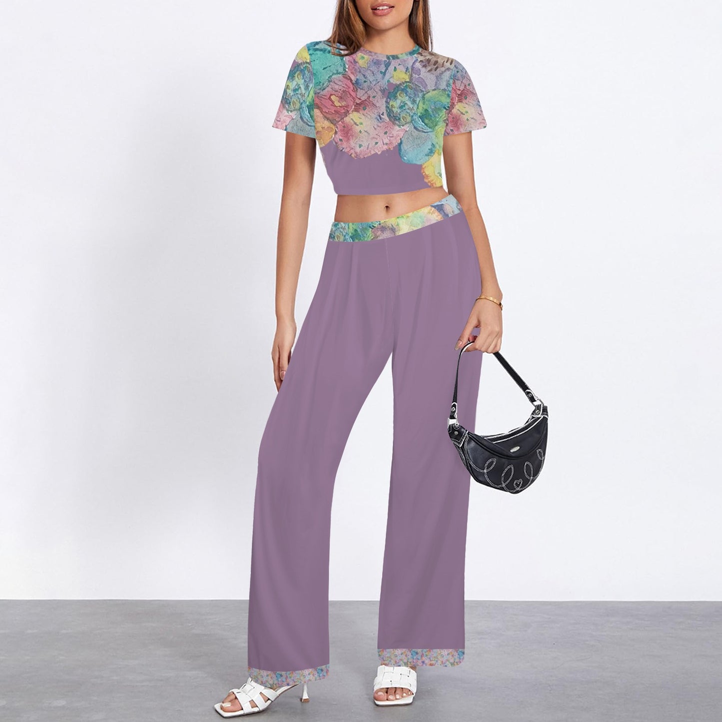 Boveda Crop Top and Wide Leg Pant Set