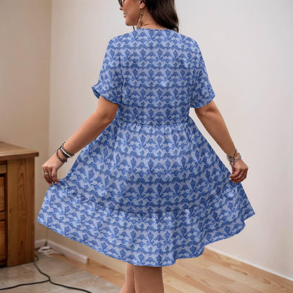 201 Birds, Bolero V-Neck Short Sleeve Dress