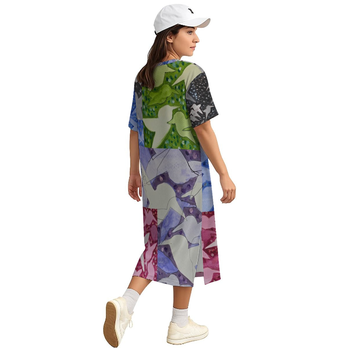 201 Birds Collage T-Shirt Dress|180GSM Cotton