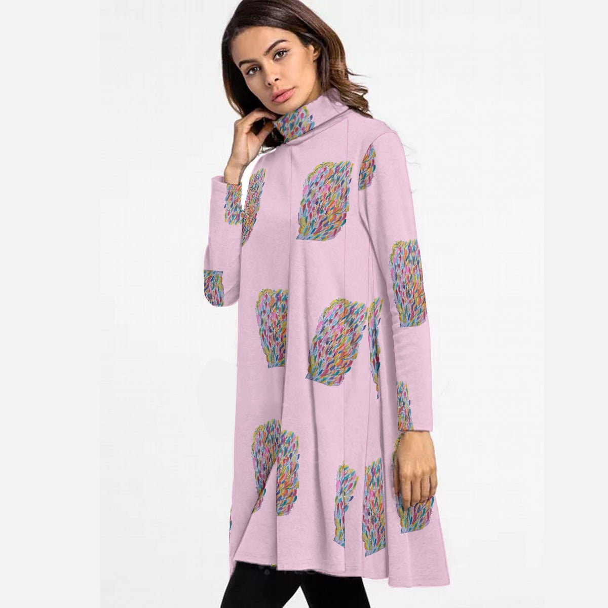 Iyalode High Neck Long Sleeve Dress