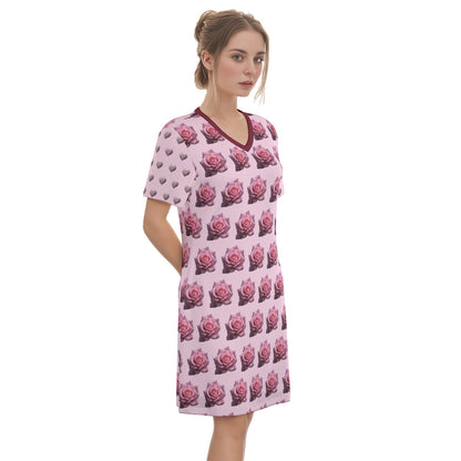 Yewa -Broken Promise V-Neck Cotton Shirt Dress