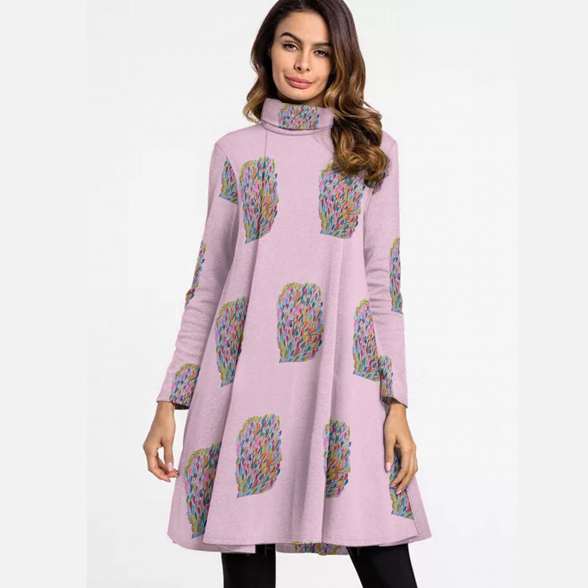 Iyalode High Neck Long Sleeve Dress