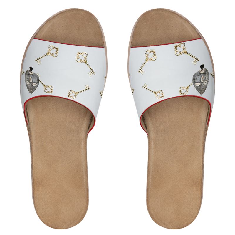 Llave de Elegua Leather Sliders (white)