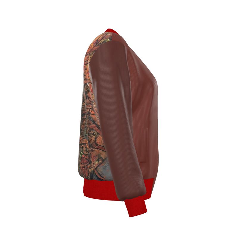 Oroiña w. Molten Women's (Brown/Red) Reversible Silk Bomber Jacket