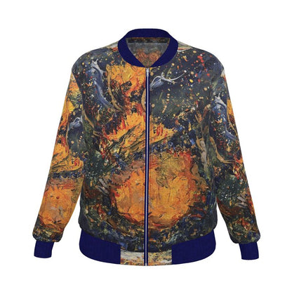 Oroiña w. Molten Residue Women's (Yellow/Blue) Reversible Silk Bomber Jacket