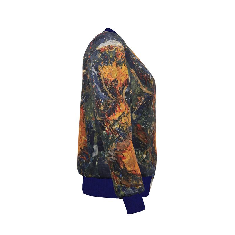 Oroiña w. Molten Residue Women's (Yellow/Blue) Reversible Silk Bomber Jacket