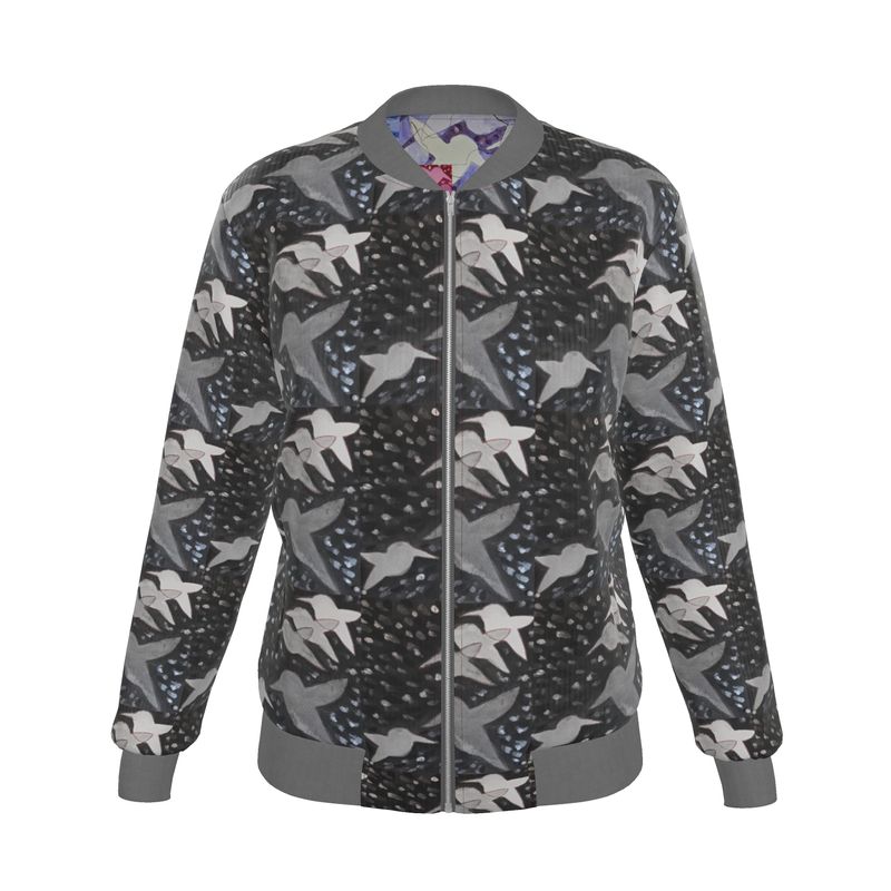 201 Birds Reversible Silk Bomber Jacket