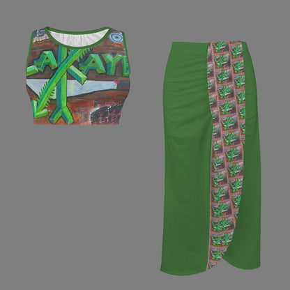 Warrior Crew (WC) Crop Top & Waterfall Skirt Set