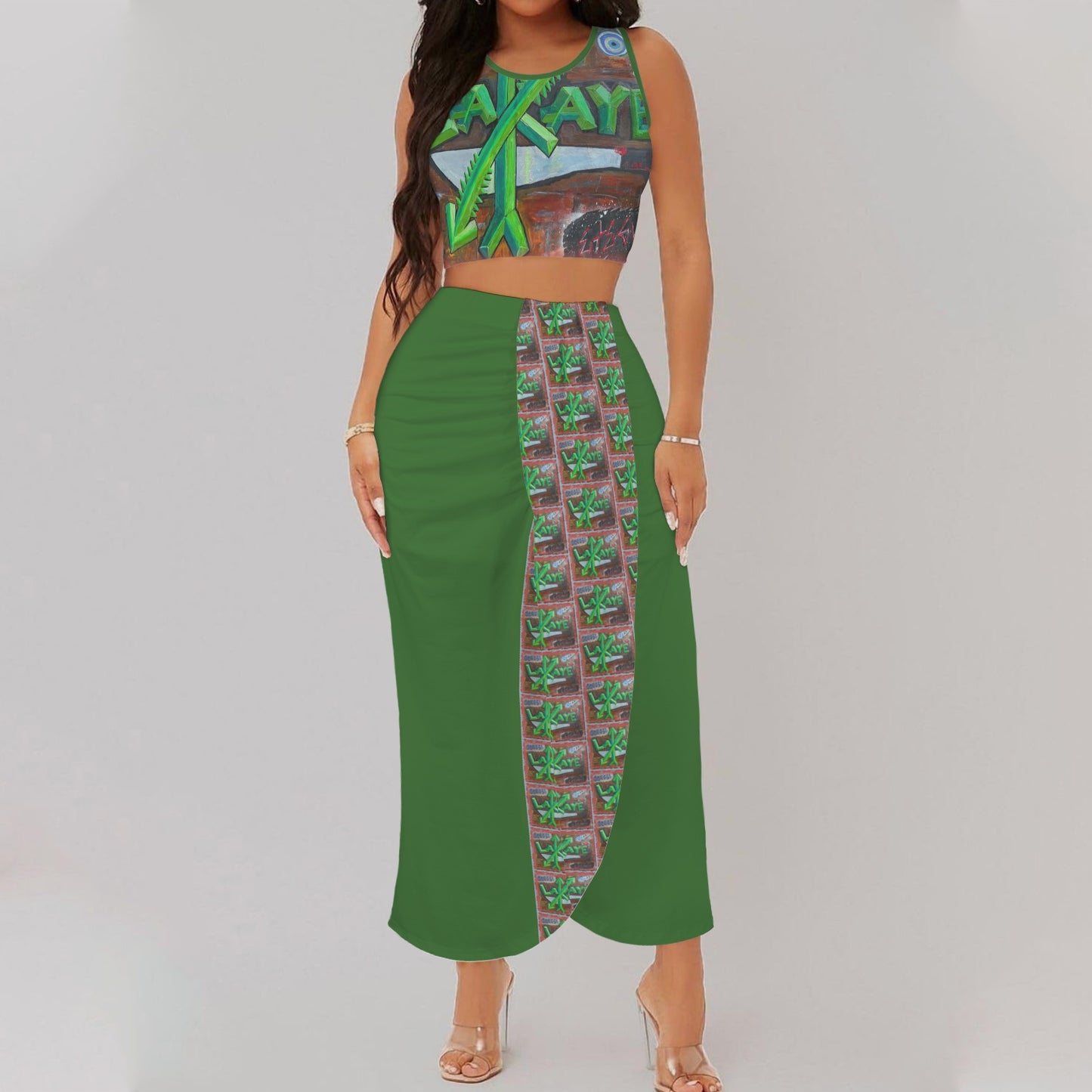 Warrior Crew (WC) Crop Top & Waterfall Skirt Set