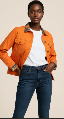 Molten Residue Jean Jacket Orange