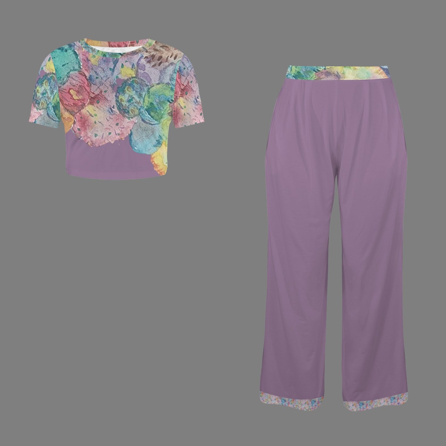 Boveda Crop Top and Wide Leg Pant Set