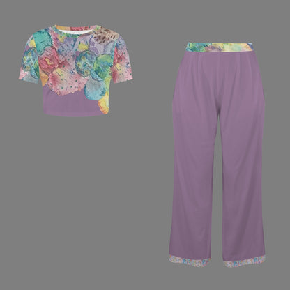 Boveda Crop Top and Wide Leg Pant Set