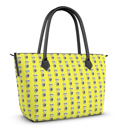 Caracol de Yemaya Yellow Zip Top Leather Handbag (2 Shells)