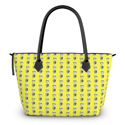 Caracol de Yemaya Yellow Zip Top Leather Handbag (2 Shells)