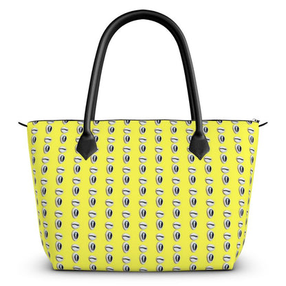 Caracol de Yemaya Yellow Zip Top Leather Handbag (2 Shells)