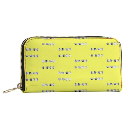 Caracol de Yemaya Yellow Leather Zip Wallet