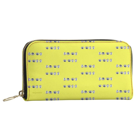 Caracol de Yemaya Yellow Leather Zip Wallet