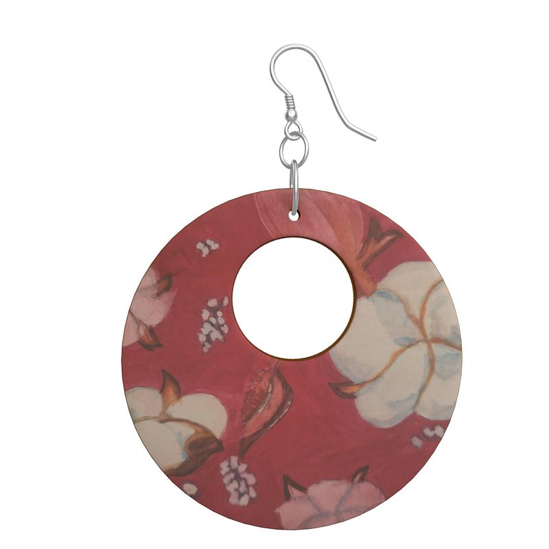 Owu Cotton Fields Wooden Earrings