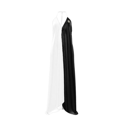 3rd Option White&Black Backless Halter Dress